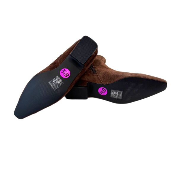 Jason Wu Brown Leather Suede Ankle Boots Block Heel Tapered Toe 8.5 *See Descrip - Picture 7 of 8